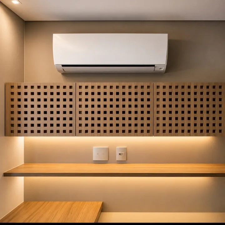 Split instalado em ambiente comercial com forro planejado
